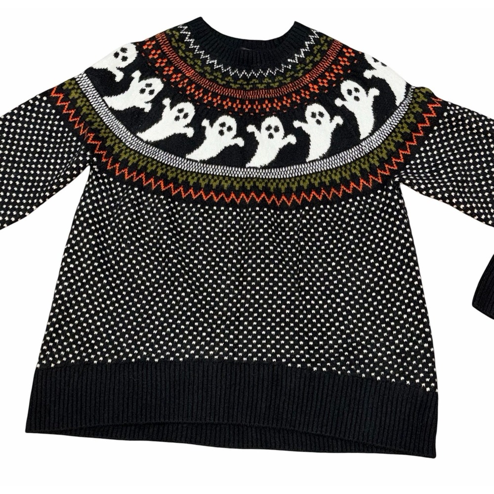 Vince Camuto Women's Knitted Crewneck Pullover Halloween Ghost Sweater Medium